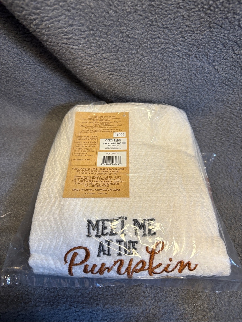 Neutral 'Meet Me at the Pumpkin Pat' Embroidered Kitchen Towel - Seasonal Accent